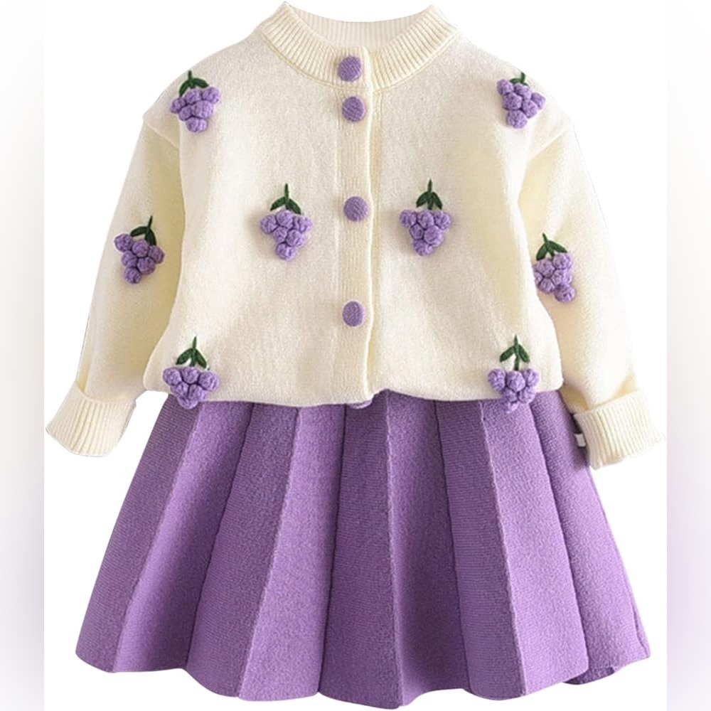 3-D cardigan with matching skirt 2-3T